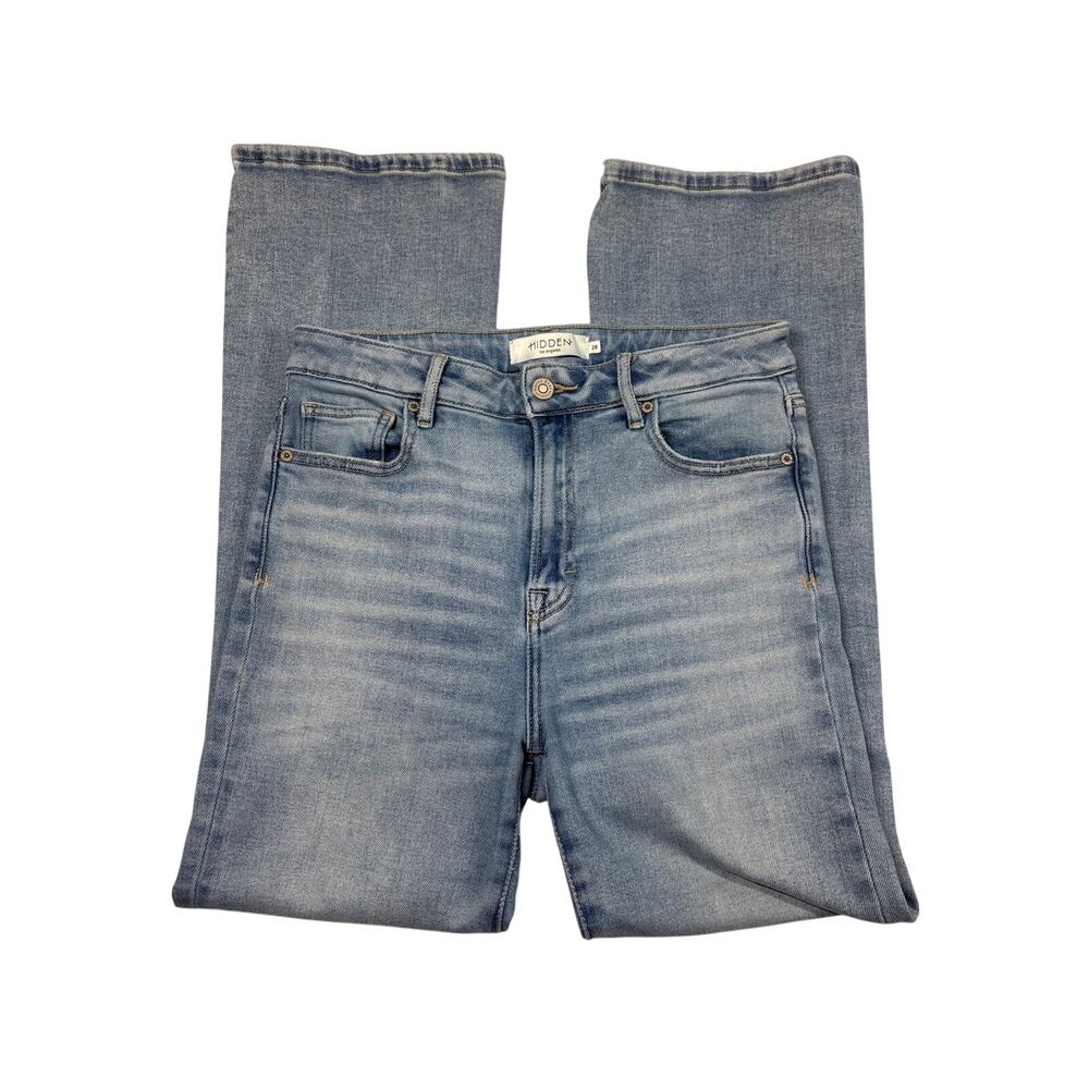 Hidden Los Angeles Womens Jeans 28 Bootcut Light Wash Whiskered Denim Blue